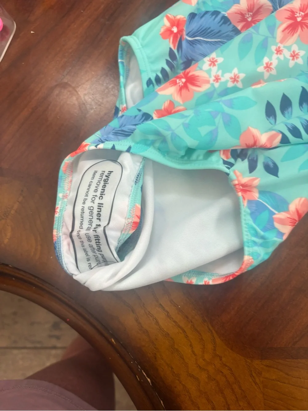 The Children's Place Aqua Floral One-Piece Swimsuit with Pink Flowers